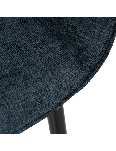 Fauteuil de table contemporain chic Tissu Bleu Métal Noir Varelo - 7