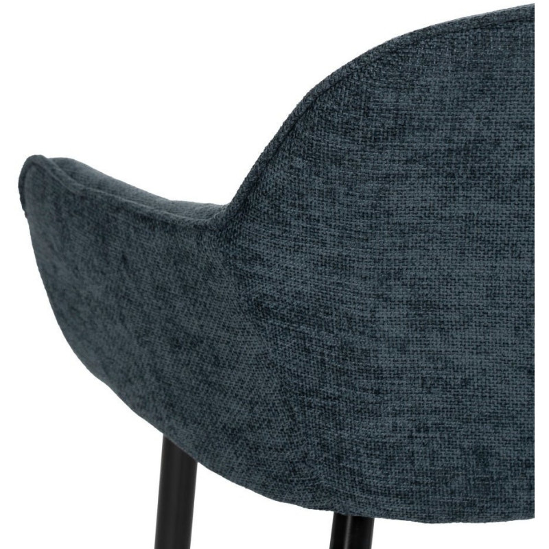 Fauteuil de table contemporain chic Tissu Bleu Métal Noir Varelo - 8