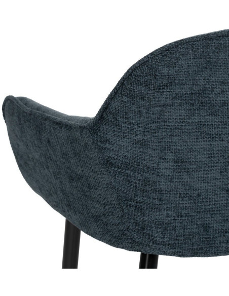 Fauteuil de table contemporain chic Tissu Bleu Métal Noir Varelo - 8