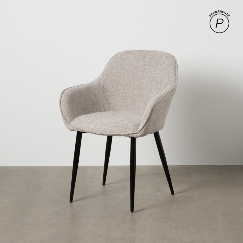 Fauteuil de table contemporain chic Tissu Gris Métal Noir Varelo - 11