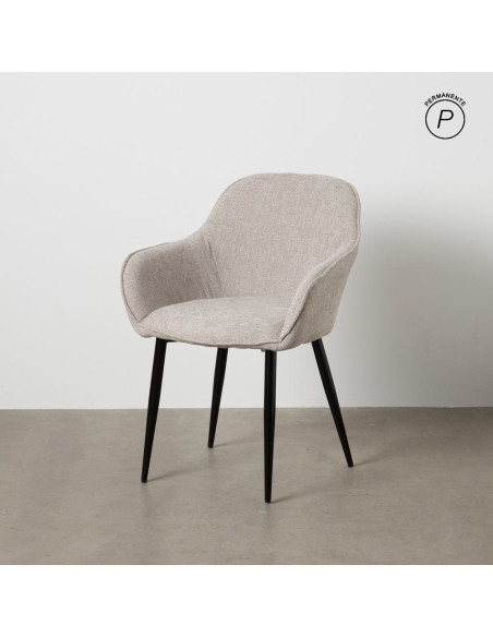 Fauteuil de table contemporain chic Tissu Gris Métal Noir Varelo - 11