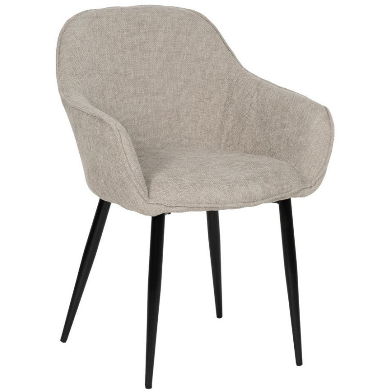 Fauteuil de table contemporain chic Tissu Gris Métal Noir Varelo - 1