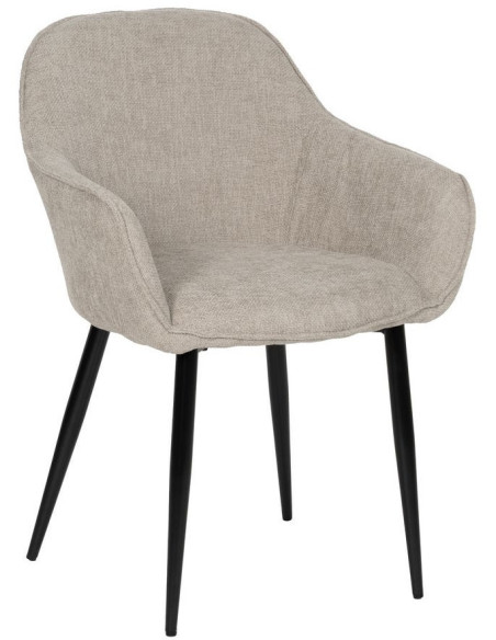 Fauteuil de table contemporain chic Tissu Gris Métal Noir Varelo - 1