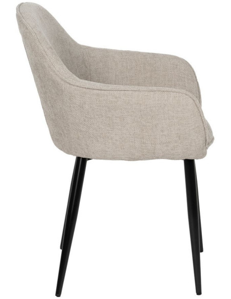 Fauteuil de table contemporain chic Tissu Gris Métal Noir Varelo - 2