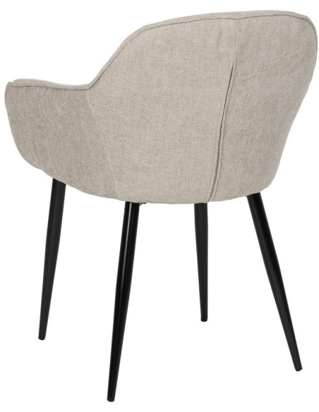 Fauteuil de table contemporain chic Tissu Gris Métal Noir Varelo - 3