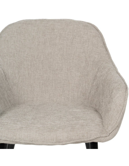 Fauteuil de table contemporain chic Tissu Gris Métal Noir Varelo - 4
