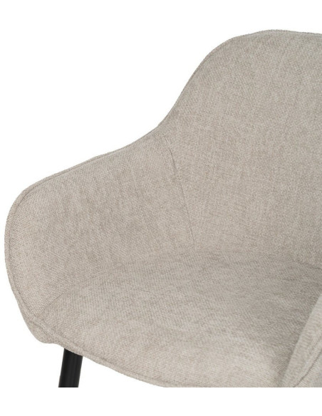 Fauteuil de table contemporain chic Tissu Gris Métal Noir Varelo - 5
