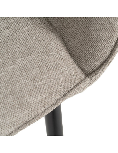 Fauteuil de table contemporain chic Tissu Gris Métal Noir Varelo - 7