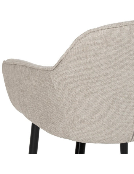 Fauteuil de table contemporain chic Tissu Gris Métal Noir Varelo - 8