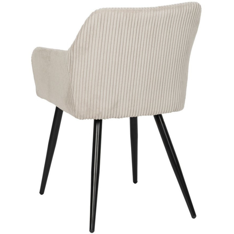 Fauteuil de table moderne chic Velours Beige Côtelé Métal Noir Belira (Lot de 2) - 3