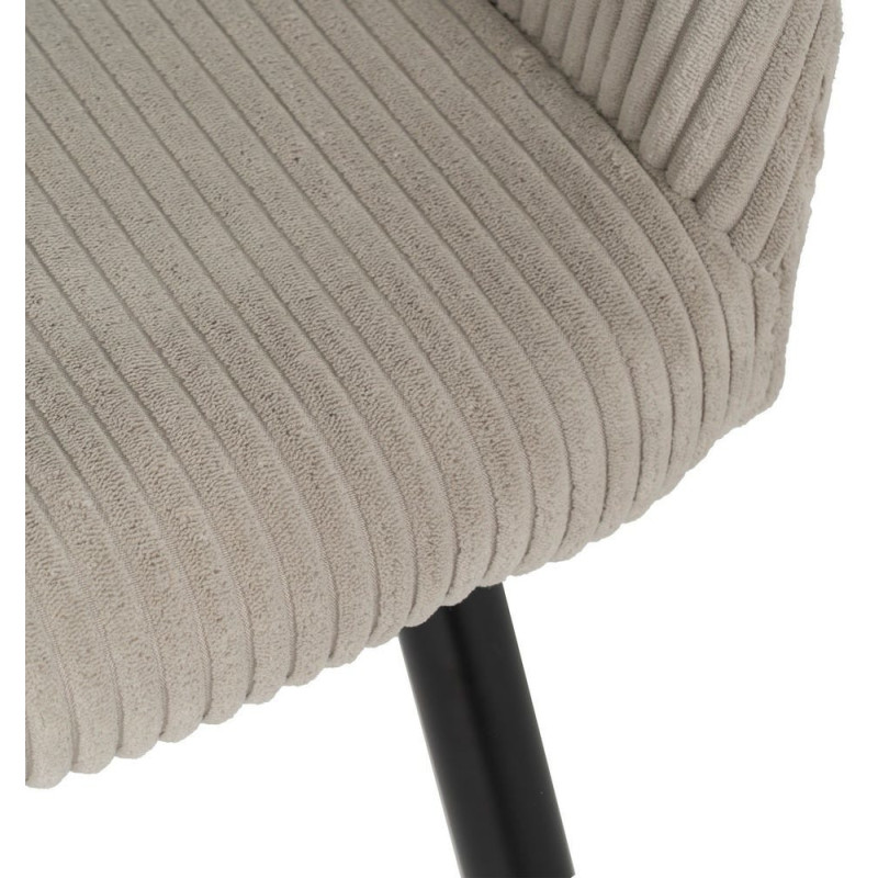Fauteuil de table moderne chic Velours Beige Côtelé Métal Noir Belira (Lot de 2) - 7