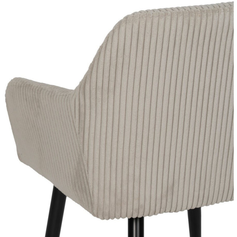 Fauteuil de table moderne chic Velours Beige Côtelé Métal Noir Belira (Lot de 2) - 8