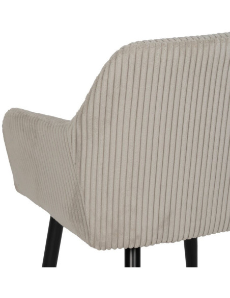 Fauteuil de table moderne chic Velours Beige Côtelé Métal Noir Belira (Lot de 2) - 8