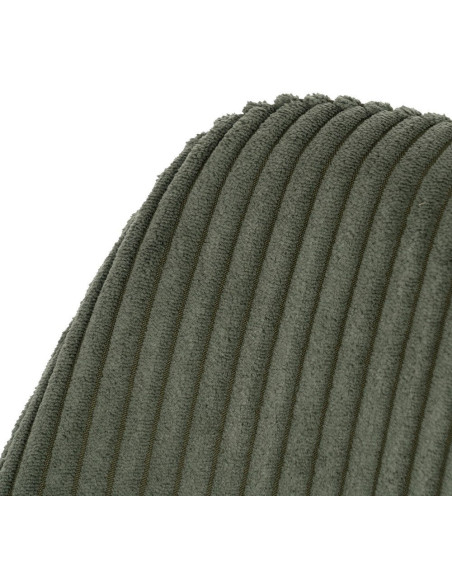 Fauteuil de table moderne chic Velours Vert Côtelé Métal Noir Belira (Lot de 2) - 6