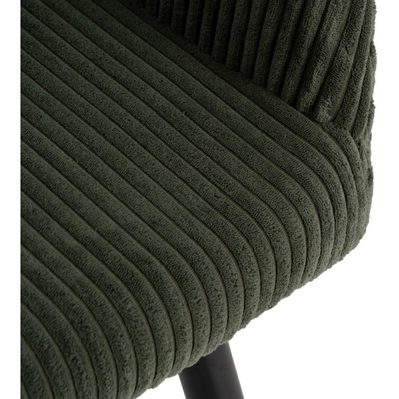 Fauteuil de table moderne chic Velours Vert Côtelé Métal Noir Belira (Lot de 2) - 7