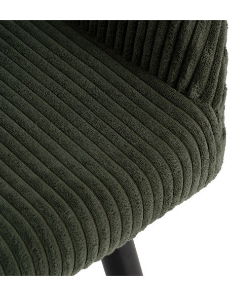 Fauteuil de table moderne chic Velours Vert Côtelé Métal Noir Belira (Lot de 2) - 7