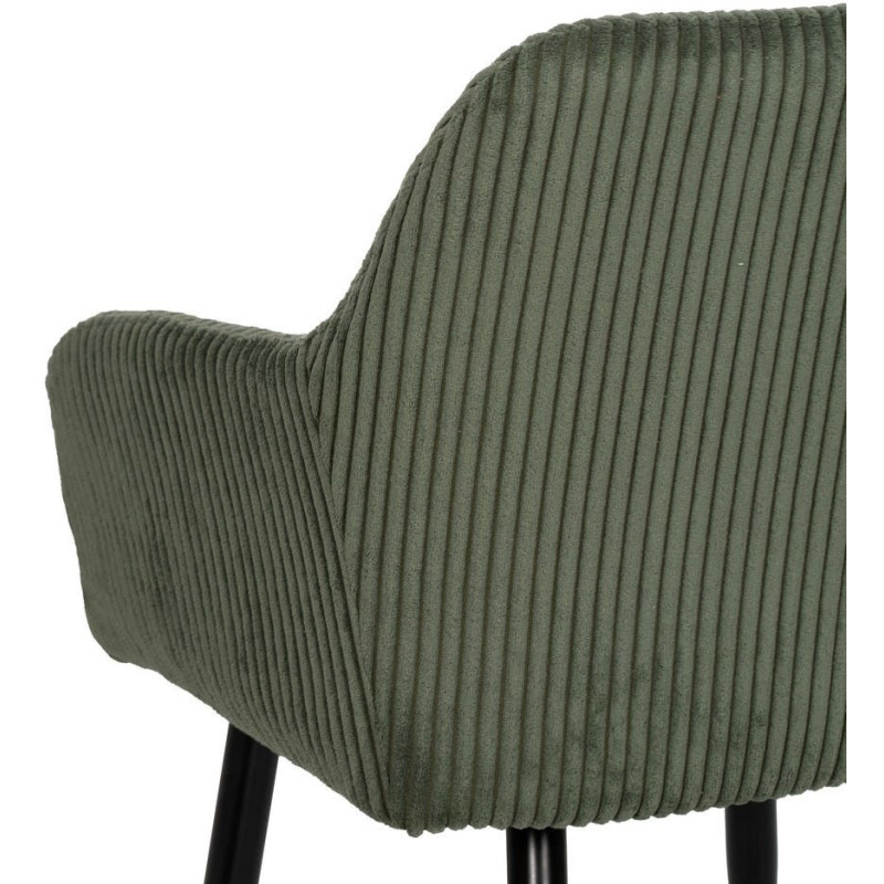 Fauteuil de table moderne chic Velours Vert Côtelé Métal Noir Belira (Lot de 2) - 8