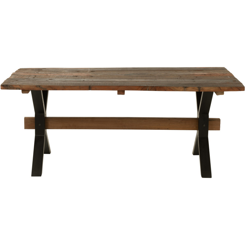 Table à manger Rectangulaire 8 personnes Hector en Bois recyclé Marron Métal Noir J-Line - 3