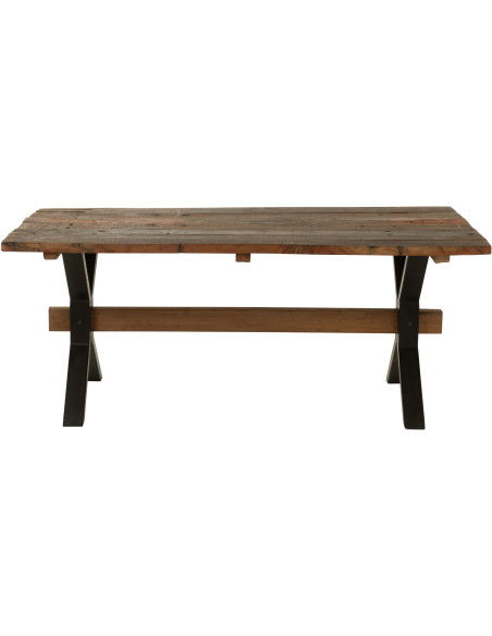 Table à manger Rectangulaire 8 personnes Hector en Bois recyclé Marron Métal Noir J-Line - 3
