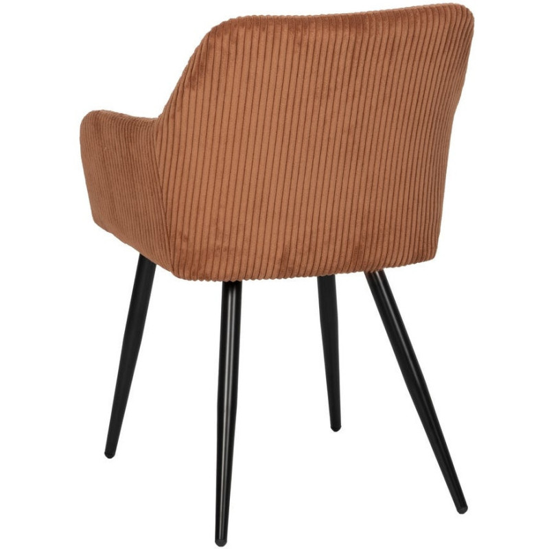 Fauteuil de table moderne chic Velours Terracotta Côtelé Métal Noir Belira (Lot de 2) - 3