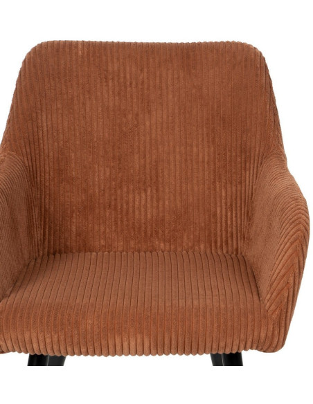 Fauteuil de table moderne chic Velours Terracotta Côtelé Métal Noir Belira (Lot de 2) - 4