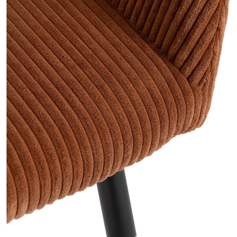 Fauteuil de table moderne chic Velours Terracotta Côtelé Métal Noir Belira (Lot de 2) - 7