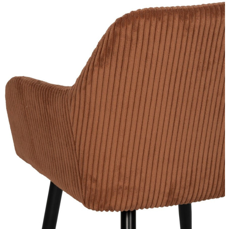 Fauteuil de table moderne chic Velours Terracotta Côtelé Métal Noir Belira (Lot de 2) - 8