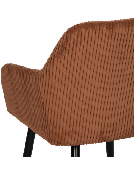 Fauteuil de table moderne chic Velours Terracotta Côtelé Métal Noir Belira (Lot de 2) - 8
