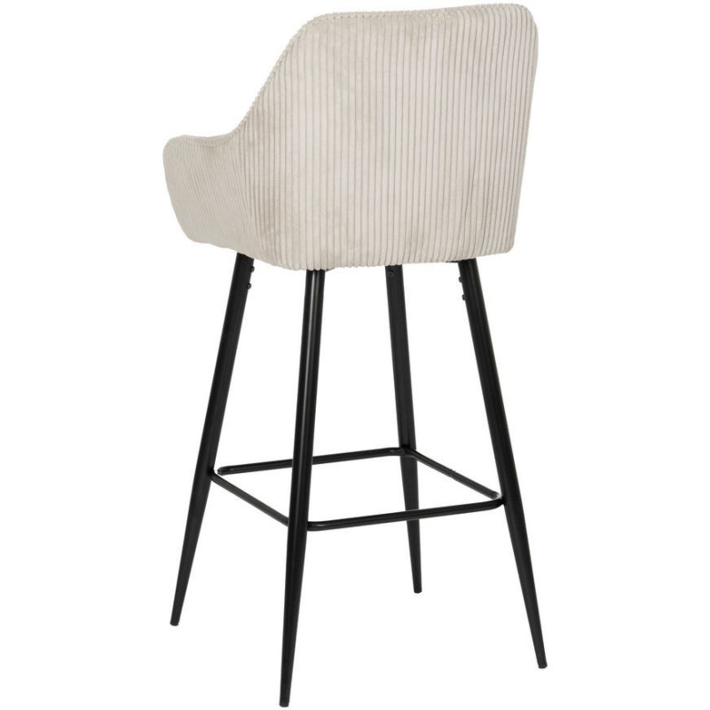 Tabouret de bar moderne chic Velours Beige Côtelé Métal Noir Belira (Lot de 2) - 3
