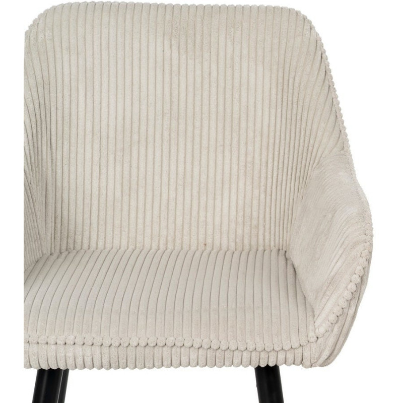 Tabouret de bar moderne chic Velours Beige Côtelé Métal Noir Belira (Lot de 2) - 4