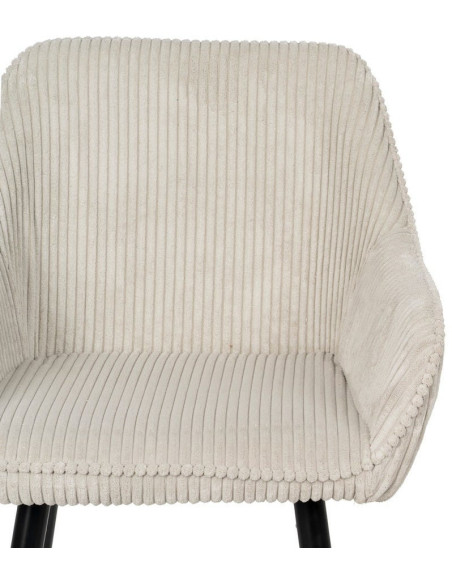 Tabouret de bar moderne chic Velours Beige Côtelé Métal Noir Belira (Lot de 2) - 4