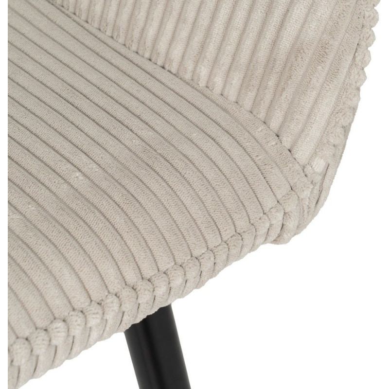 Tabouret de bar moderne chic Velours Beige Côtelé Métal Noir Belira (Lot de 2) - 7