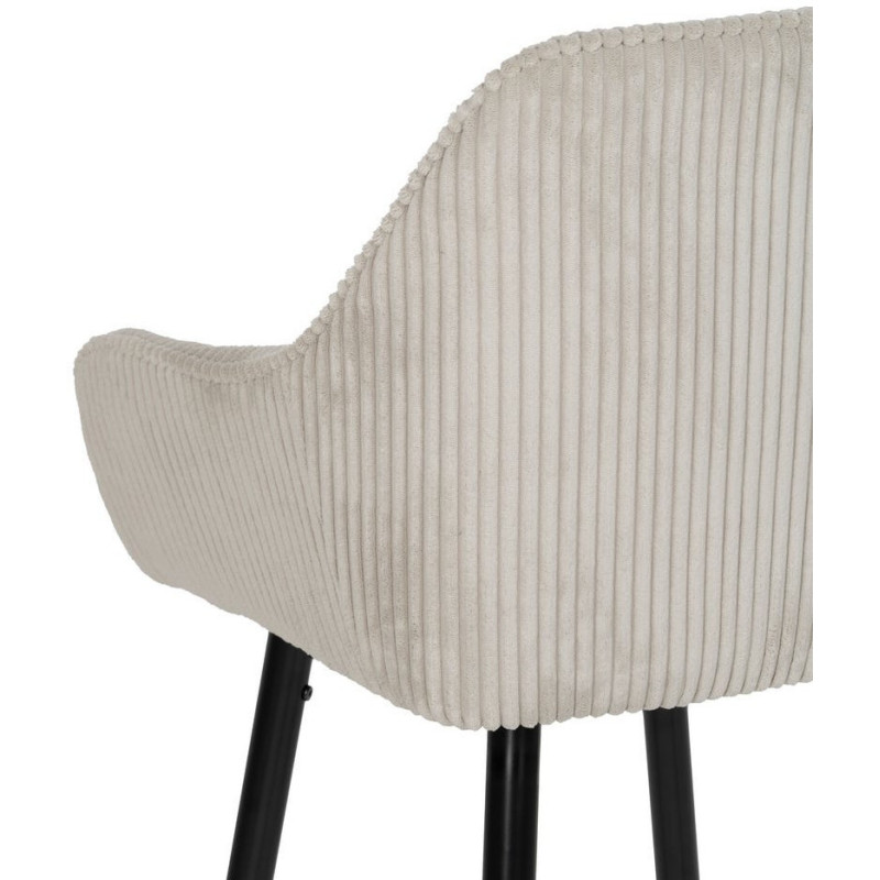 Tabouret de bar moderne chic Velours Beige Côtelé Métal Noir Belira (Lot de 2) - 8