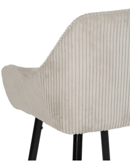 Tabouret de bar moderne chic Velours Beige Côtelé Métal Noir Belira (Lot de 2) - 8