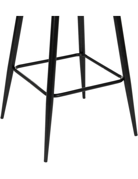 Tabouret de bar moderne chic Velours Beige Côtelé Métal Noir Belira (Lot de 2) - 10