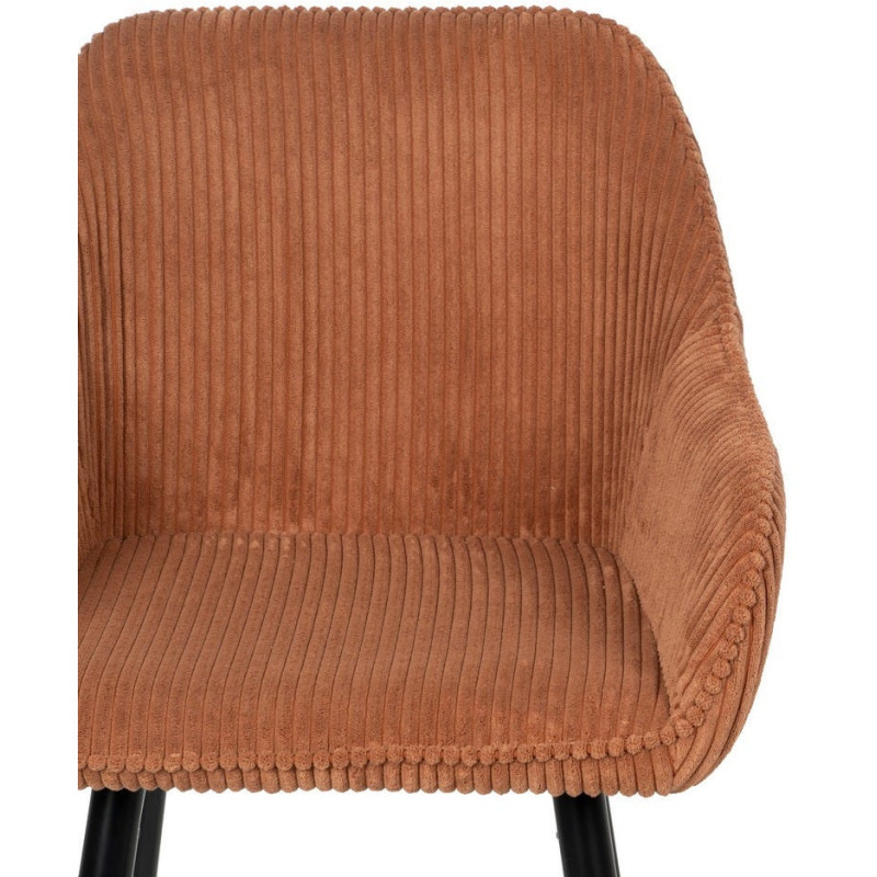 Tabouret de bar moderne chic Velours Terracotta Côtelé Métal Noir Belira (Lot de 2) - 4