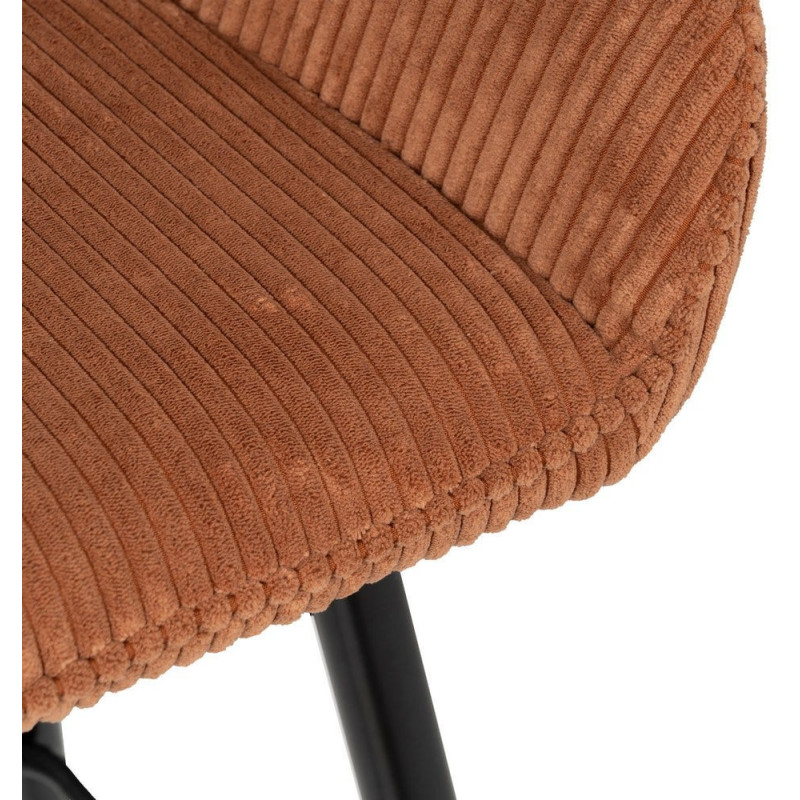 Tabouret de bar moderne chic Velours Terracotta Côtelé Métal Noir Belira (Lot de 2) - 7