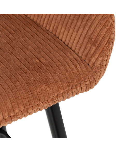Tabouret de bar moderne chic Velours Terracotta Côtelé Métal Noir Belira (Lot de 2) - 7