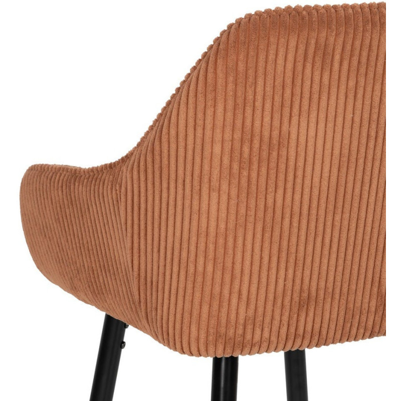 Tabouret de bar moderne chic Velours Terracotta Côtelé Métal Noir Belira (Lot de 2) - 8