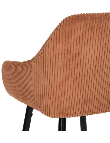 Tabouret de bar moderne chic Velours Terracotta Côtelé Métal Noir Belira (Lot de 2) - 8