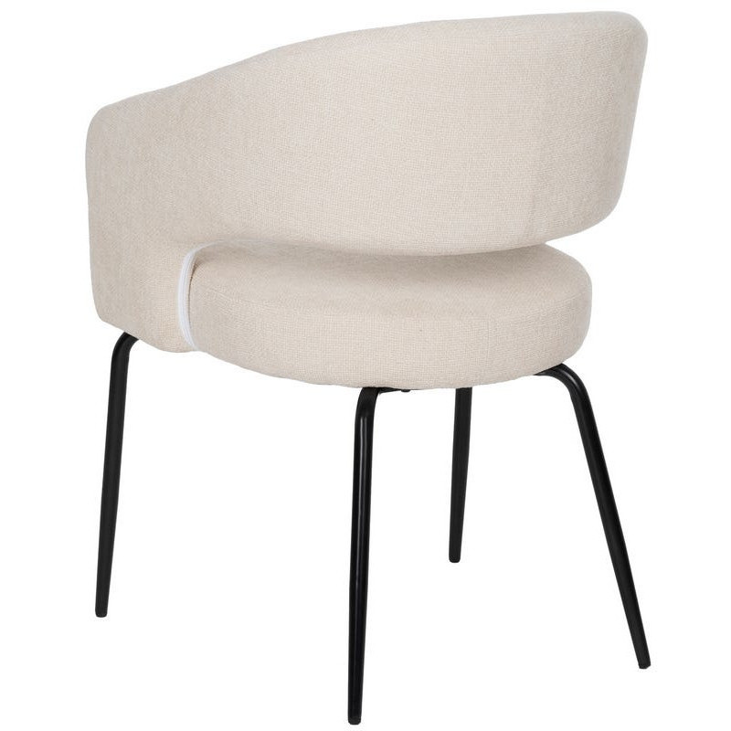 Fauteuil de table moderne chic Tissu Blanc Métal Noir Ivreno (Lot de 2) - 3