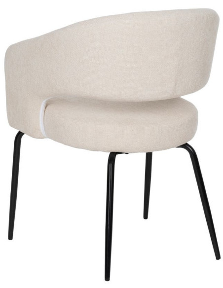 Fauteuil de table moderne chic Tissu Blanc Métal Noir Ivreno (Lot de 2) - 3