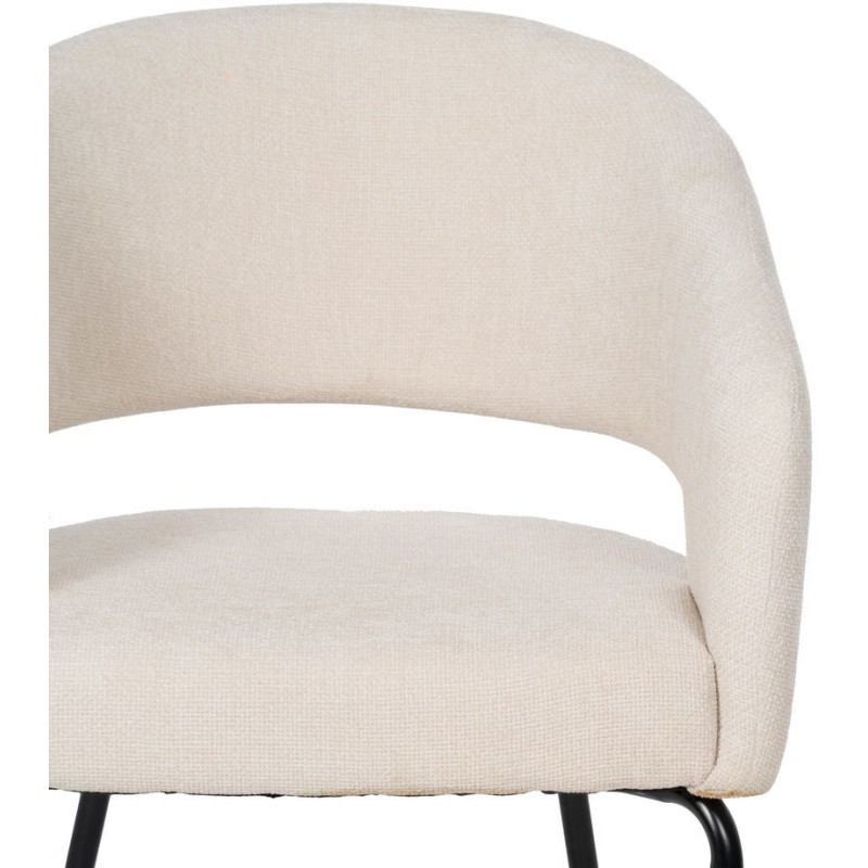 Fauteuil de table moderne chic Tissu Blanc Métal Noir Ivreno (Lot de 2) - 4