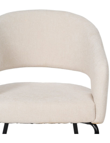Fauteuil de table moderne chic Tissu Blanc Métal Noir Ivreno (Lot de 2) - 4