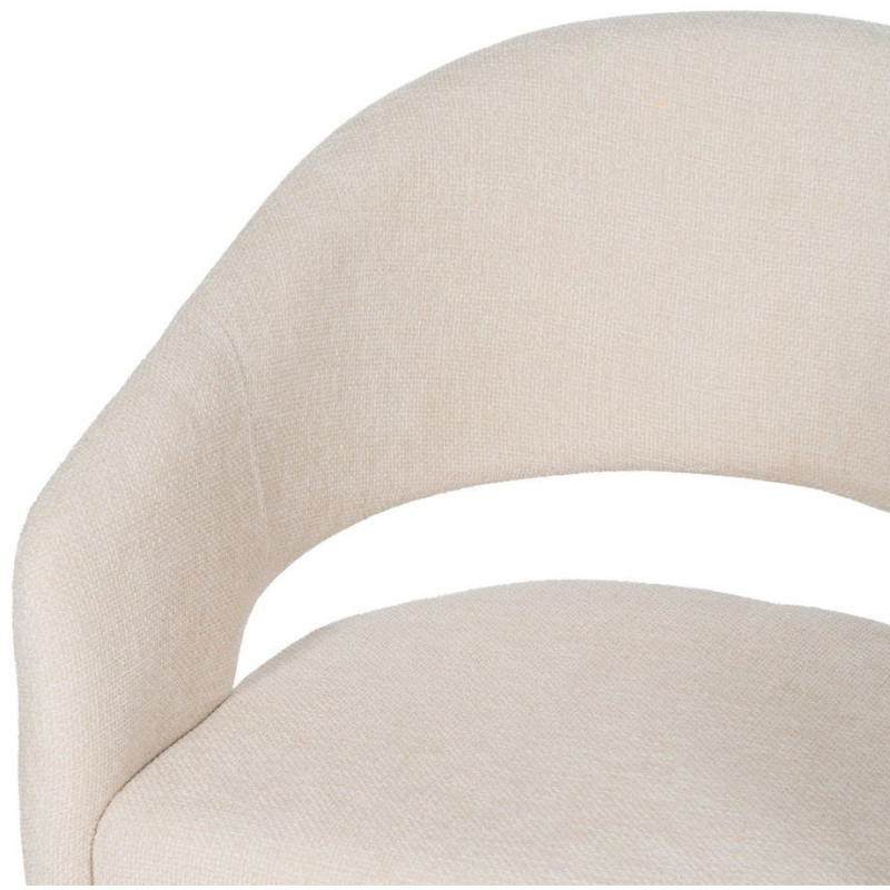 Fauteuil de table moderne chic Tissu Blanc Métal Noir Ivreno (Lot de 2) - 5