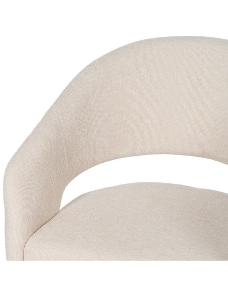 Fauteuil de table moderne chic Tissu Blanc Métal Noir Ivreno (Lot de 2) - 5