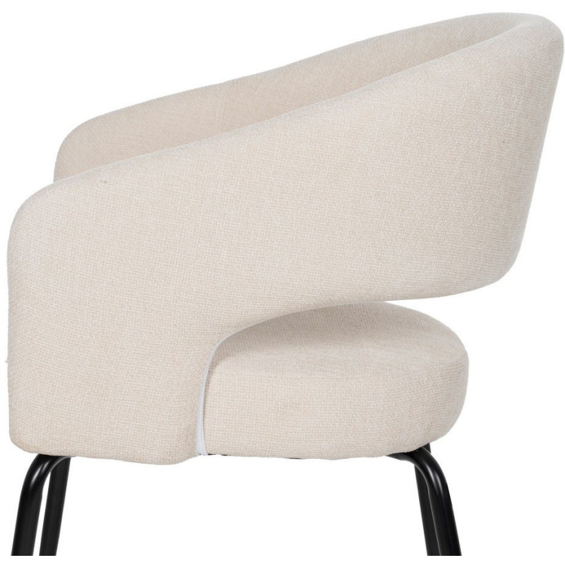 Fauteuil de table moderne chic Tissu Blanc Métal Noir Ivreno (Lot de 2) - 6