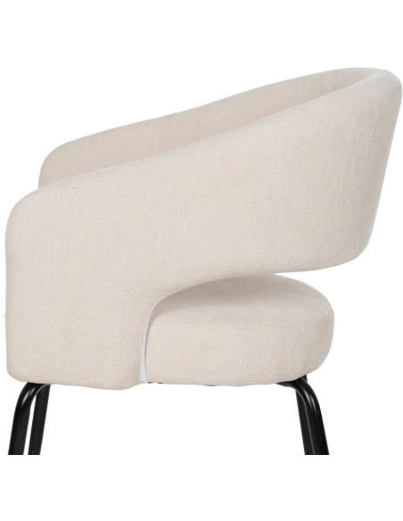 Fauteuil de table moderne chic Tissu Blanc Métal Noir Ivreno (Lot de 2) - 6