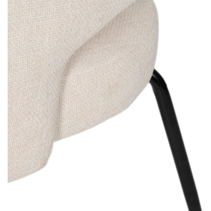 Fauteuil de table moderne chic Tissu Blanc Métal Noir Ivreno (Lot de 2) - 9