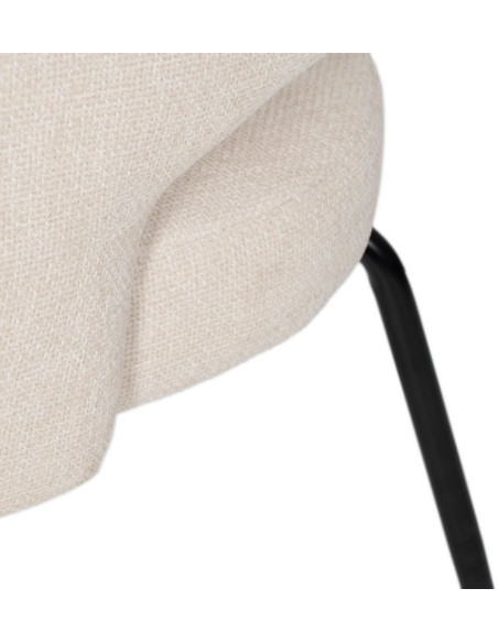 Fauteuil de table moderne chic Tissu Blanc Métal Noir Ivreno (Lot de 2) - 9